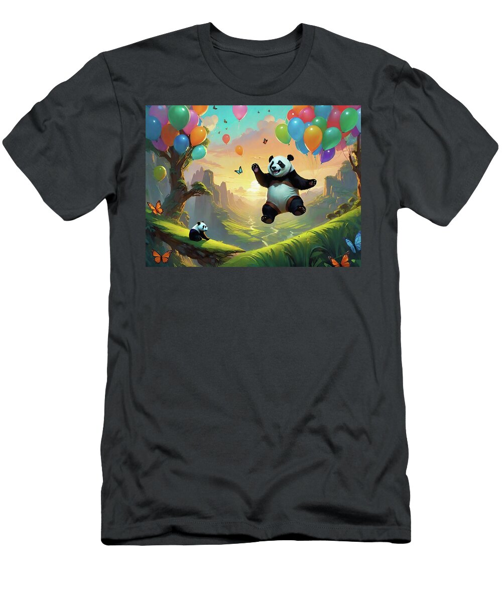 Panda Bear with Colorful Balloons 3 Jon Fennel T-Shirt