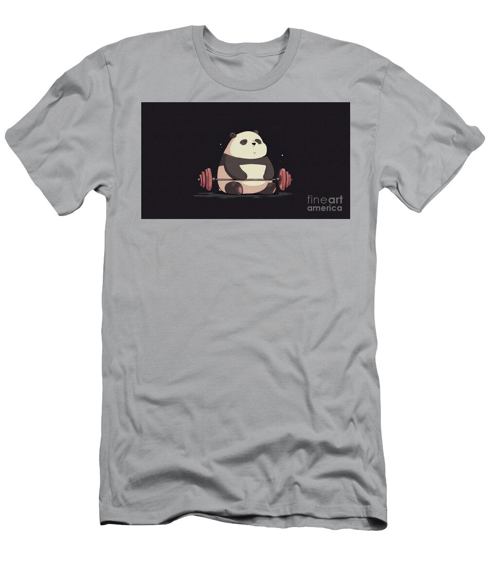 Panda Sits with a Weight Bar in Gym Beautiful Things T-Shirt