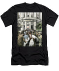 Panic of Bank Customers Rushing to Collect Their Money During a Financial Crisis in the United States 19th Century Colourful Engraving of the 19th Century American School T-Shirt