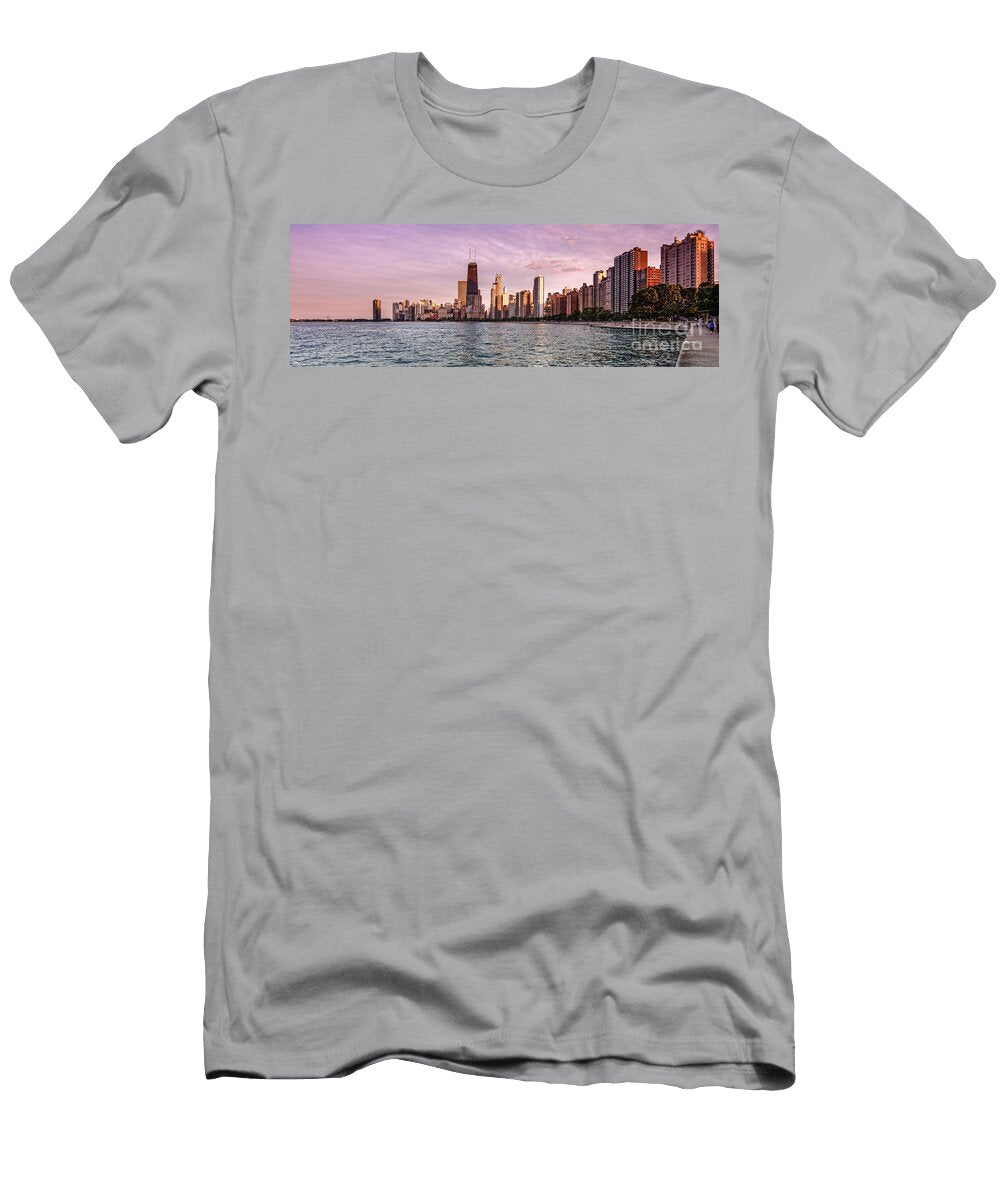 Panorama of Chicago From North Avenue Beach Lincoln Park Chicago Illinois Silvio Ligutti T-Shirt
