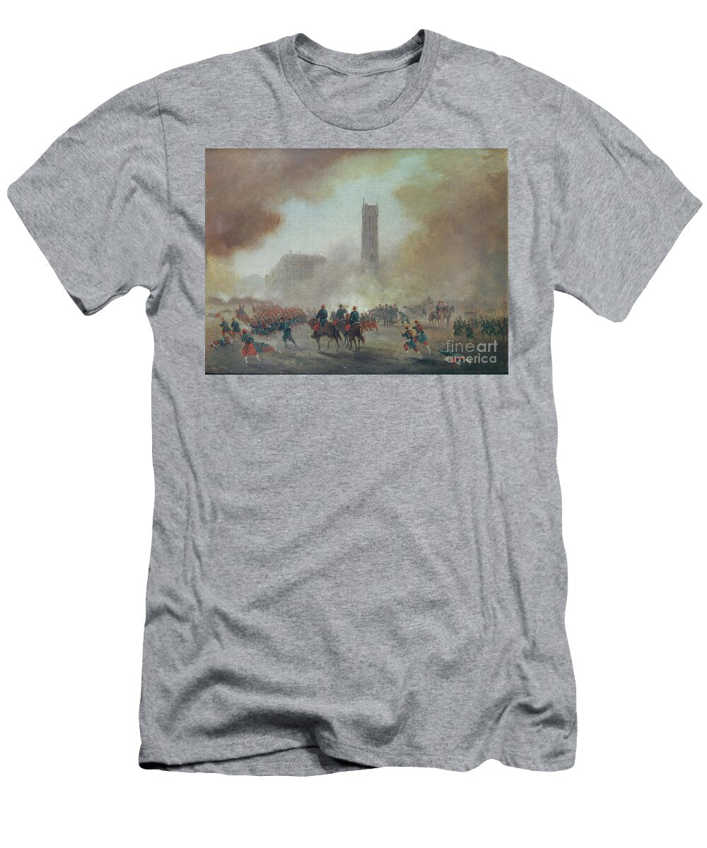 Paris Commune Fighting in Front of the Tour Saint Jacques 1871 Gustave Clarence Rodolphe Boulanger T-Shirt