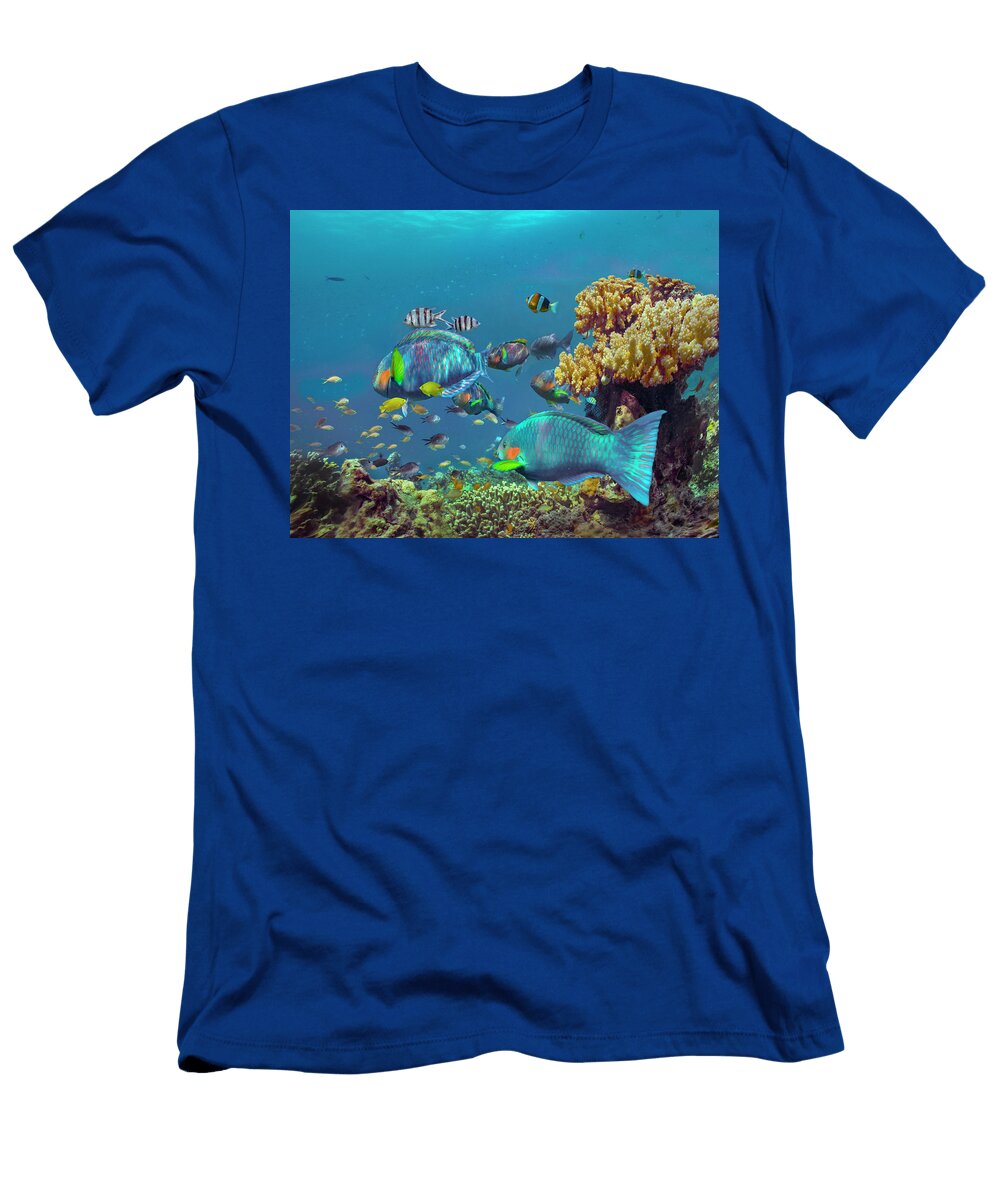 Parrotfish Anemonefish and Sergeant Major Damselfish Bohol Island Philippines Tim Fitzharris T-Shirt