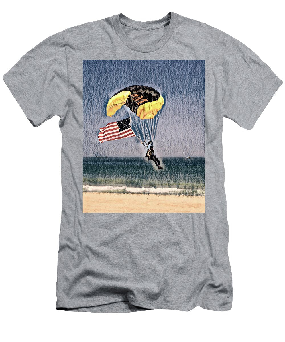 Patriotic Beach Landing in Ocean City Charcoal Bill Swartwout T-Shirt