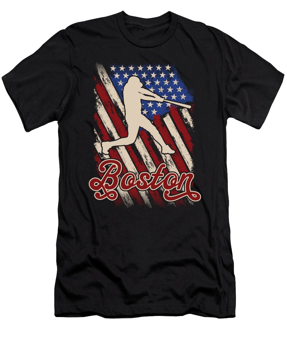 Patriotic USA Flag Boston Baseball Fan Deon Du Plessis Art T-Shirt