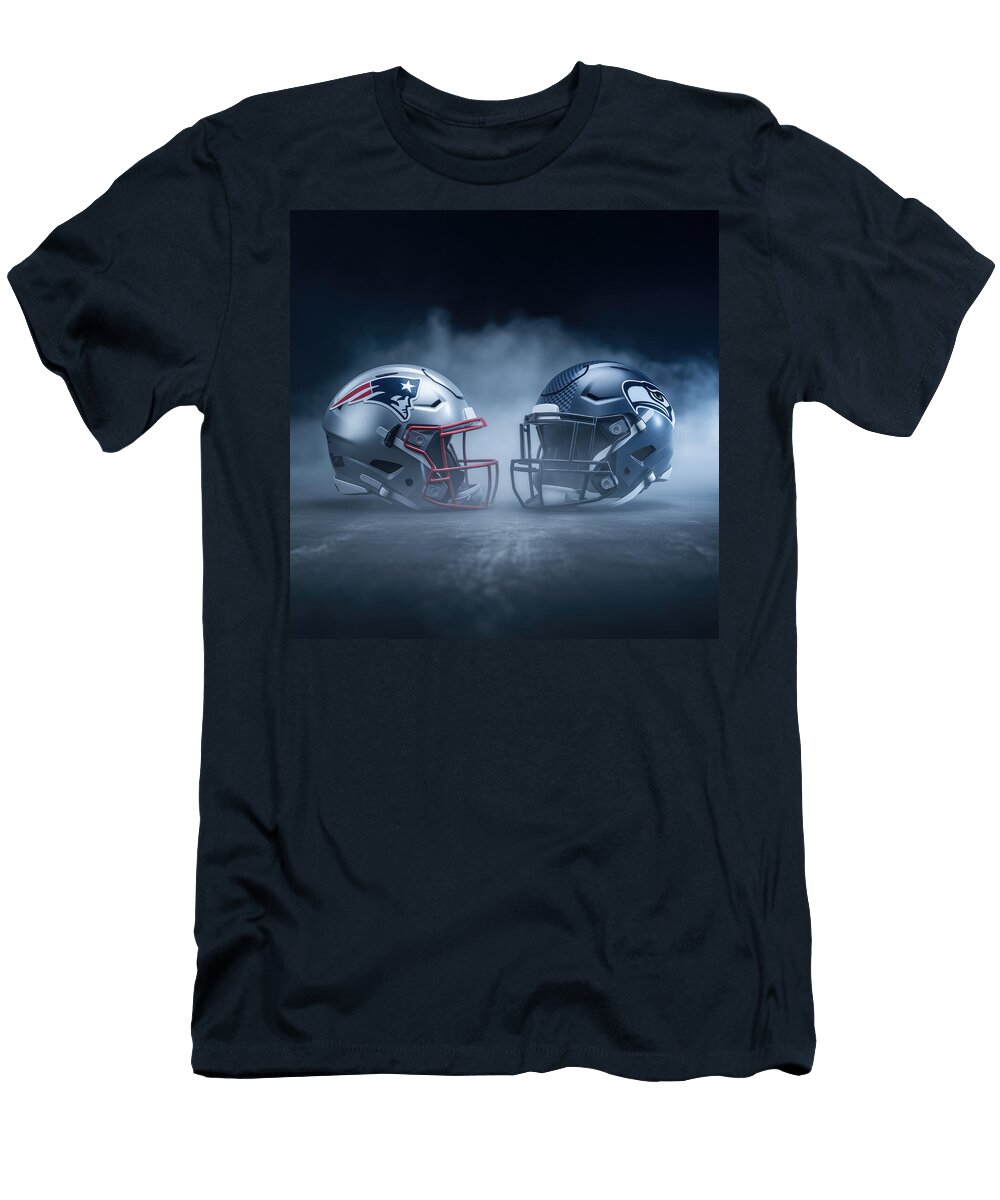 Patriots Vs Seahawks Helmets Wes and Dotty Weber T-Shirt