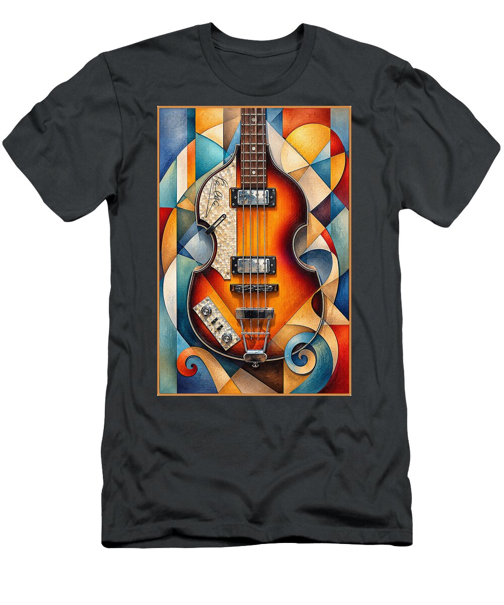 Paul Mccartney Geometric Hofner Bass Guitar Mal Bray T-Shirt