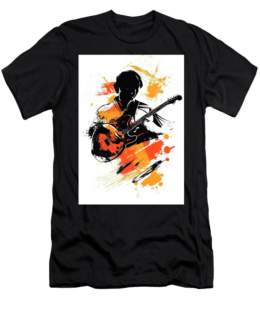 Paul Mccartney Musican Abstract Guitarist Silhouette Art Jennifer Moore T-Shirt