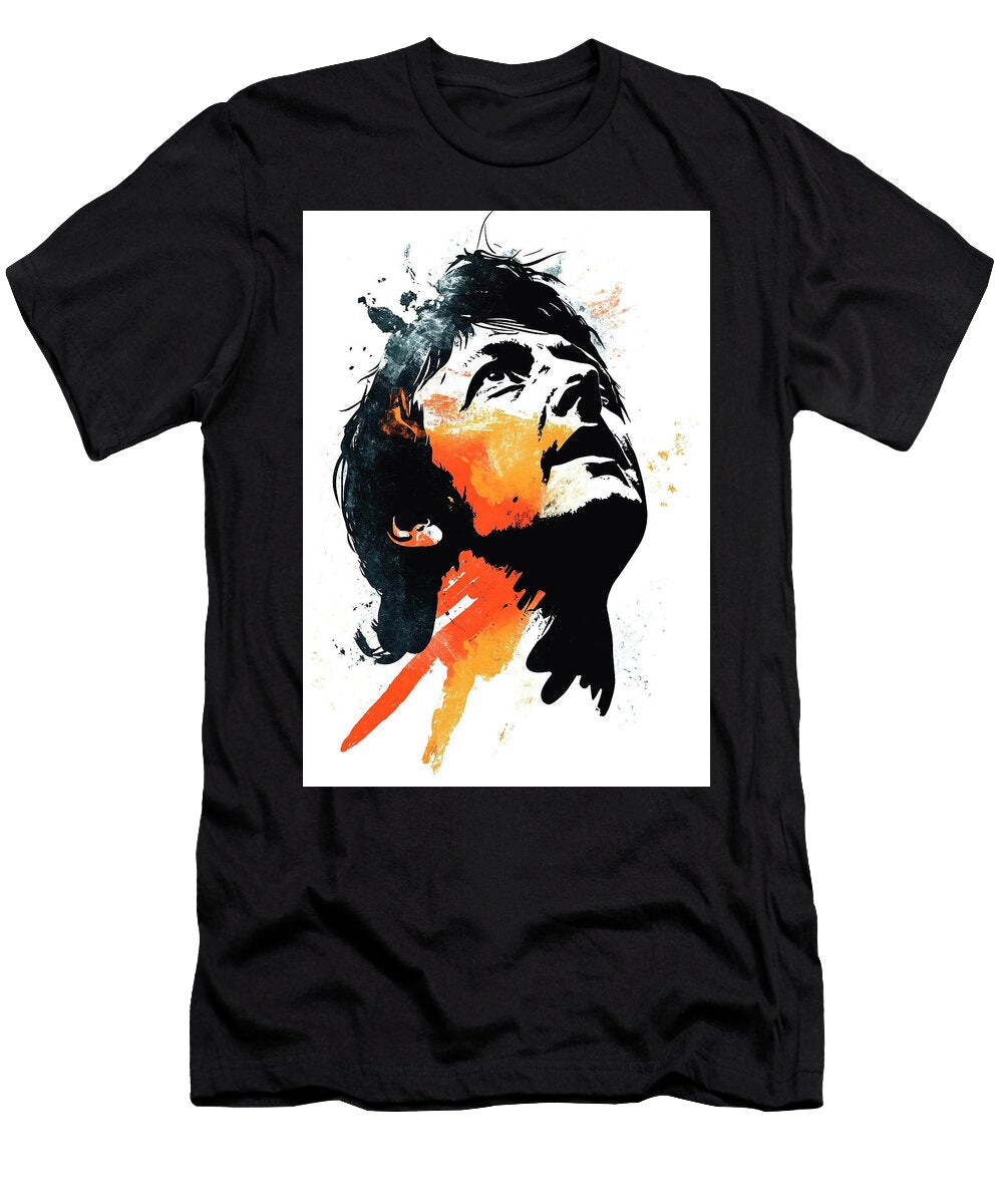 Paul Mccartney Musican Abstract Portrait Art Striking Expression Jennifer Moore T-Shirt