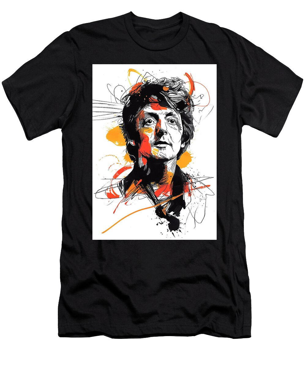 Paul Mccartney Musican Vibrant Portrait Art of a Famous Person Jennifer Moore T-Shirt