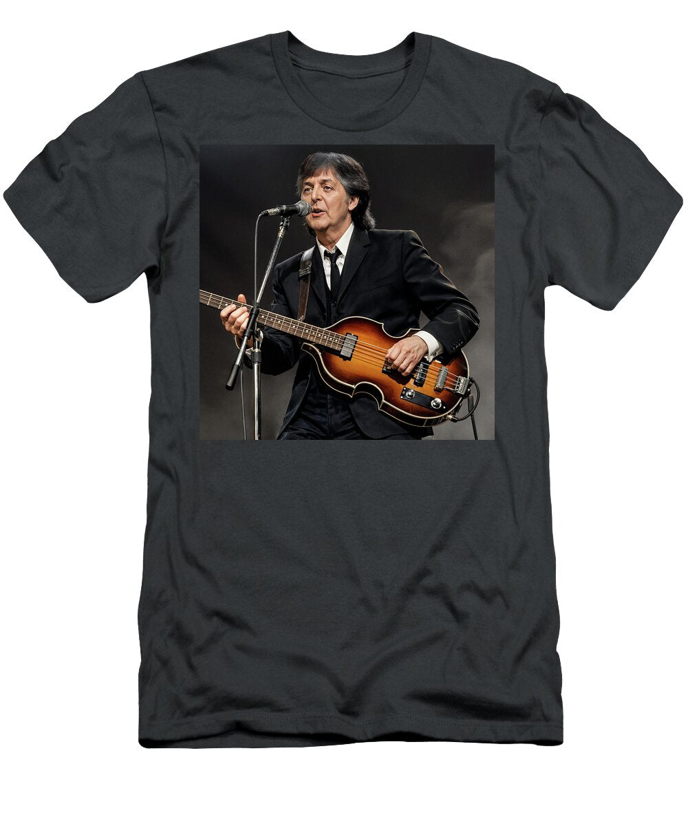 Paul Mccartney Plays a Bass Guitar Ric Holland T-Shirt