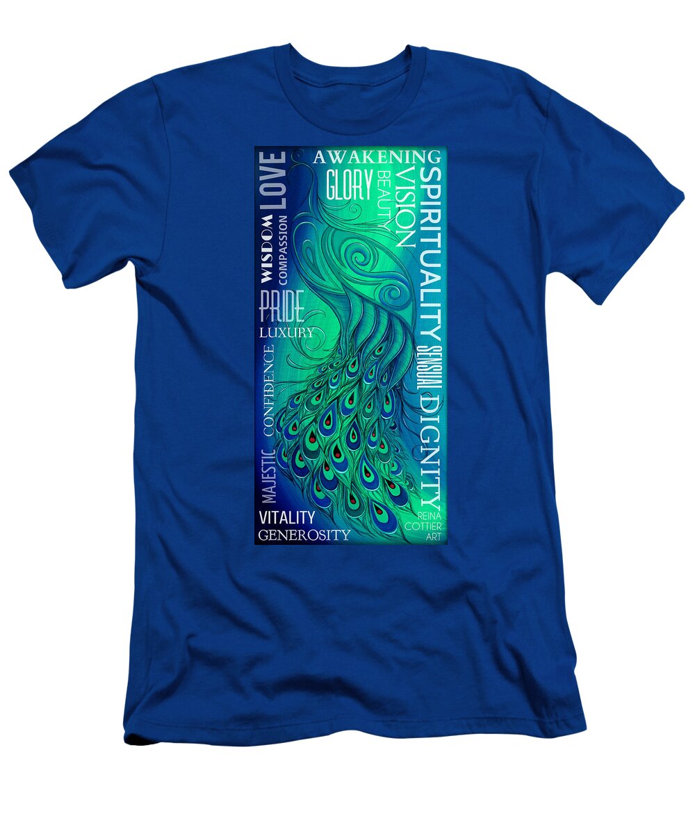 Peacock Totem Wordart Reina Cottier T-Shirt