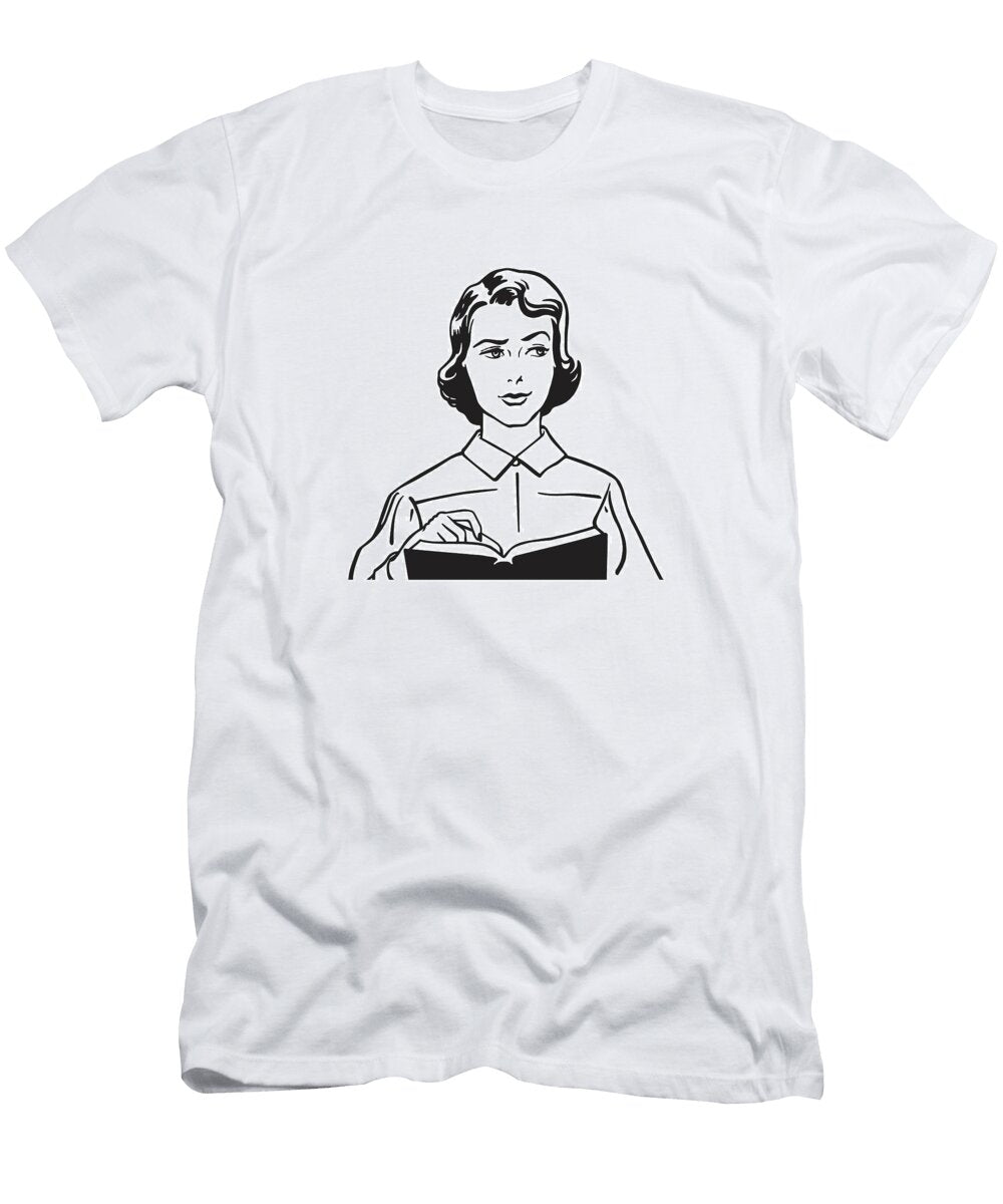 Perplexed Woman with Book Csa Images T-Shirt
