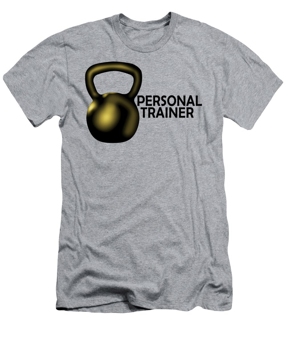 Personal Trainer Emblem with Golden Kettlebell Phil Cardamone T-Shirt