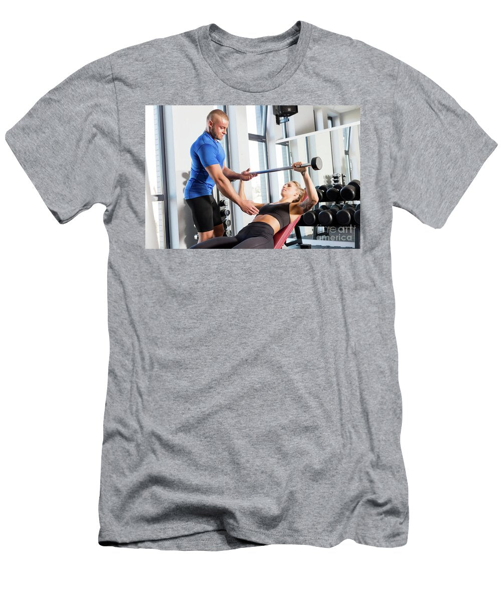 Personal Trainer Working with a Client At the Gym Michal Bednarek T-Shirt