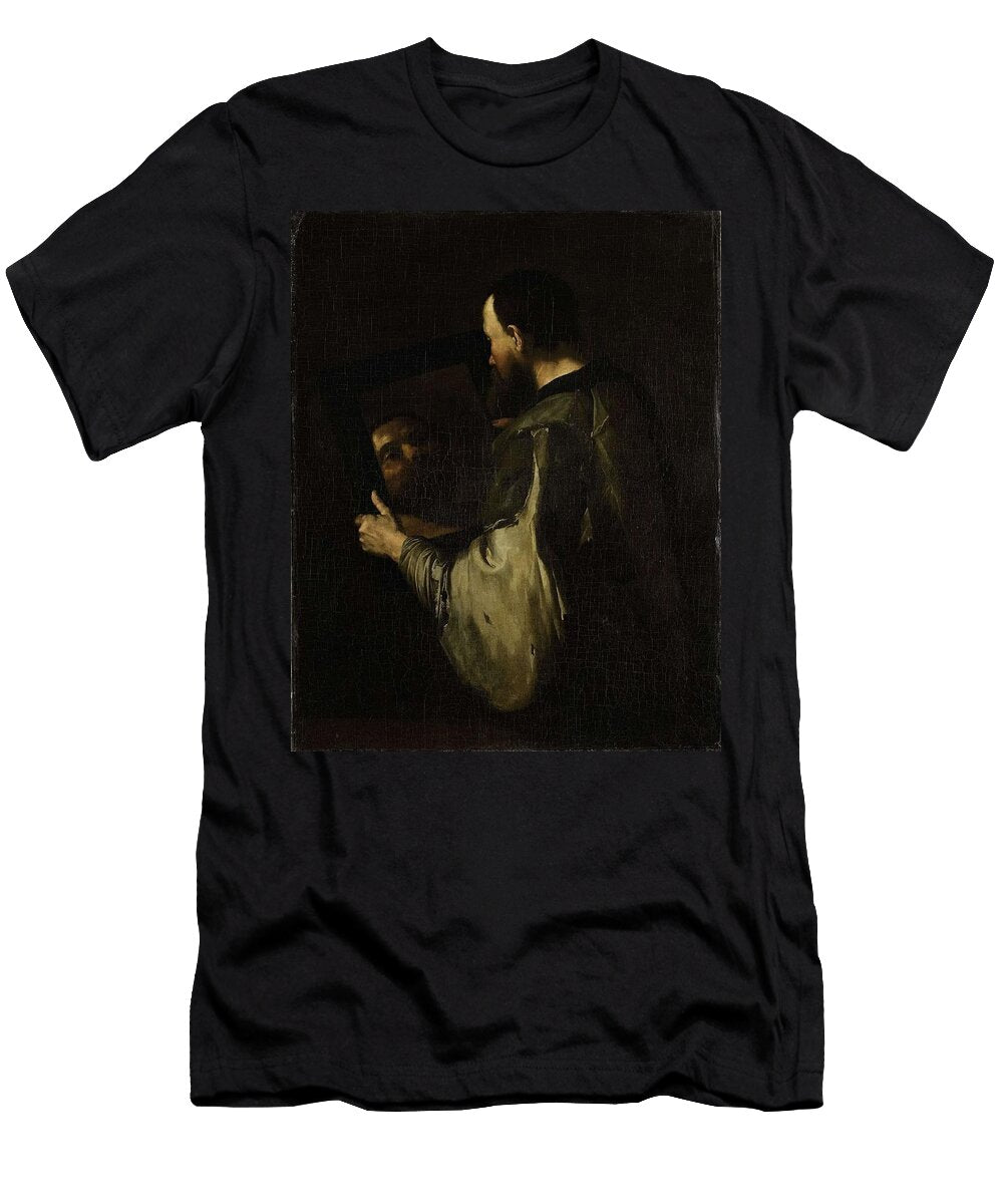 Philosopher with Mirror Jusepe De Ribera Copy After T-Shirt