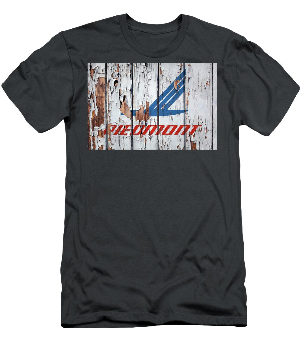 Piedmont Airways Vintage Logo on Peeling Paint Wood Wall Design Turnpike T-Shirt