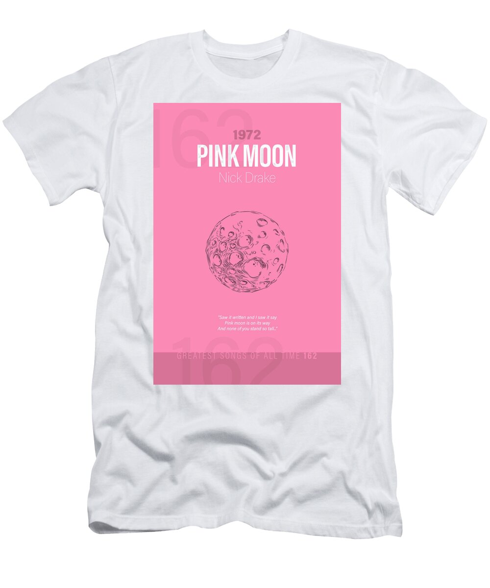 Pink Moon Nick Drake Minimalist Song Lyrics Greatest Hits of All Time 162 Design Turnpike T-Shirt