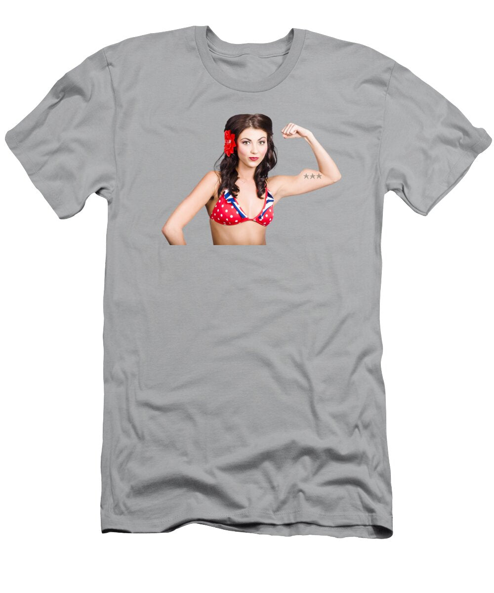 Pinup Girl Flexing Biceps Muscle Bodybuilding Jorgo Photography Wall Art Gallery T-Shirt