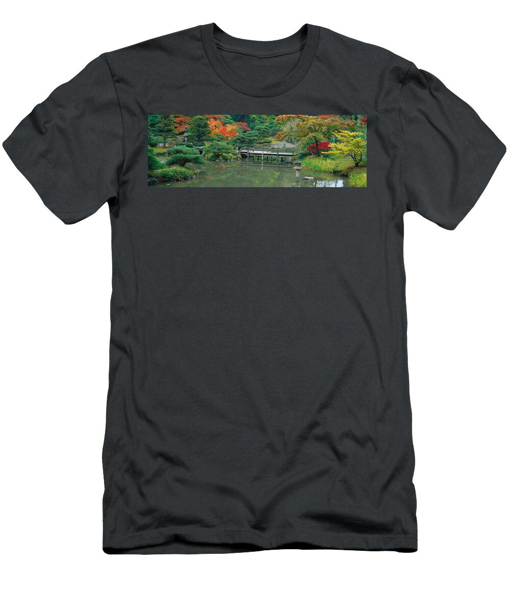 Plank Bridge the Japanese Garden Panoramic Images T-Shirt