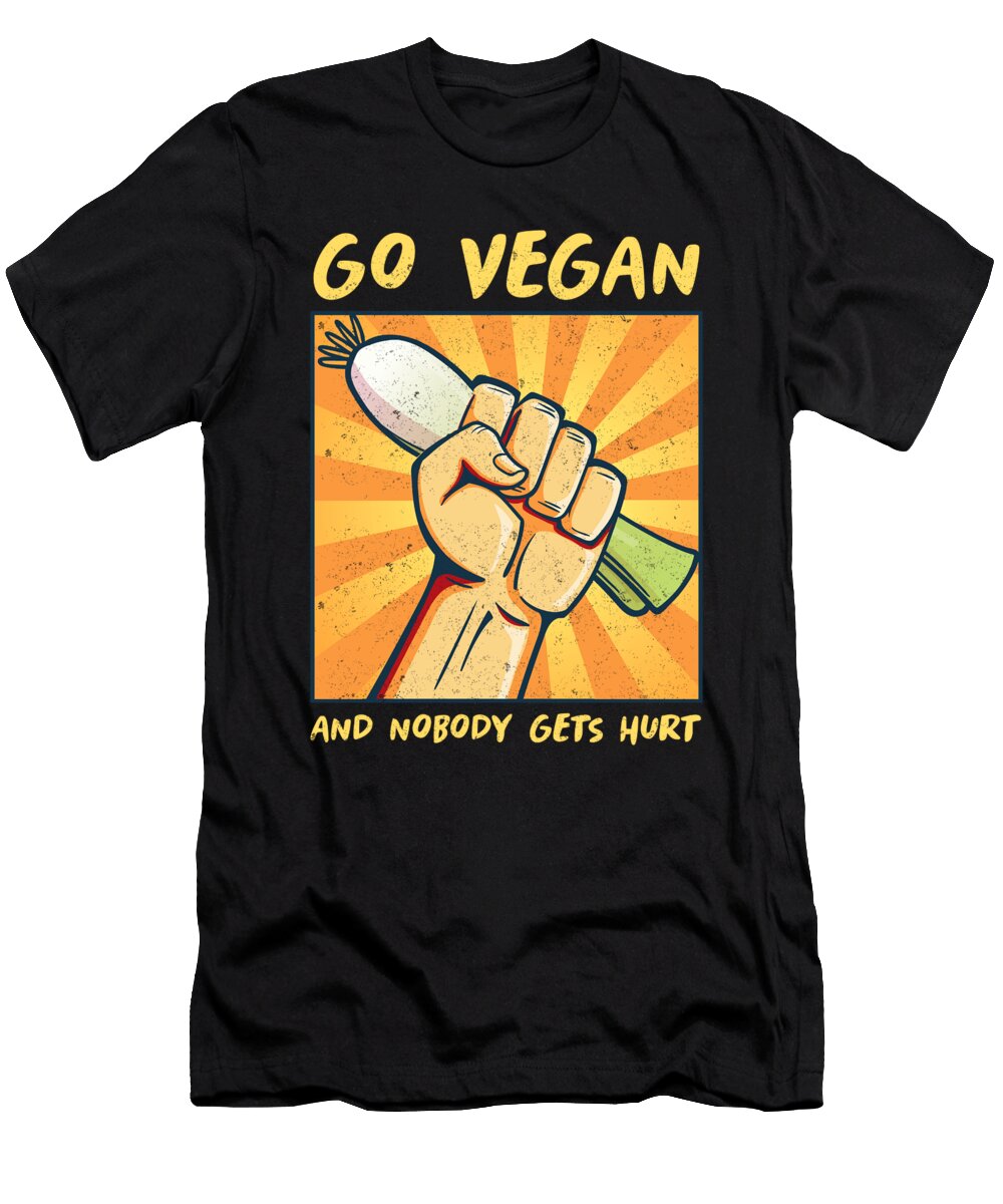 Plant Based Weightlifter Vegetarian Bodybuilder Go Vegan and Nobody Get Hurt Thomas Larch T-Shirt