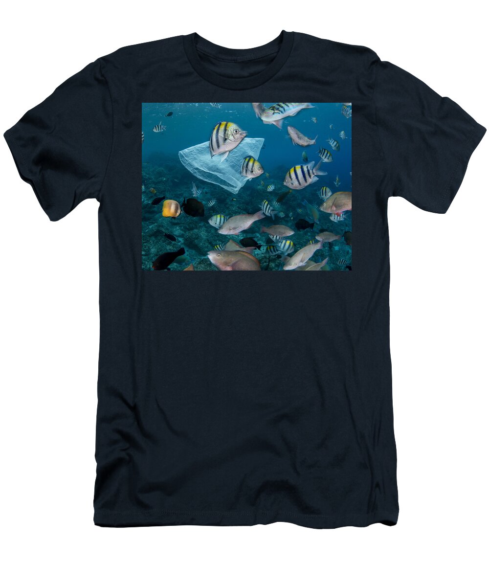 Plastic Waste in the Ocean with Indo Pacific Sergeant Green Magnus Lundgren Wild Wonders of China Natureplcom T-Shirt