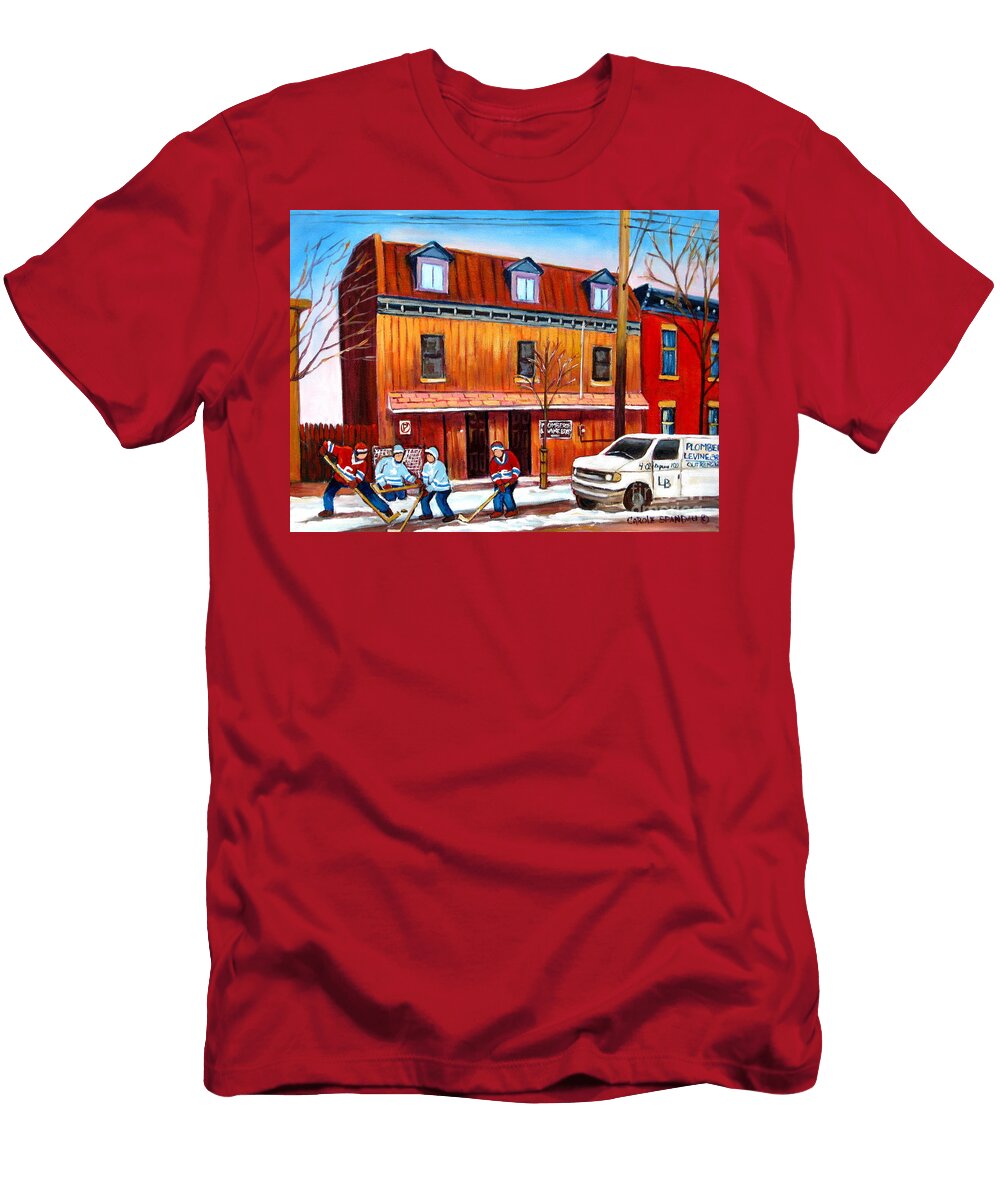 Plomberie Levine Brothers Montreal Winter Street Scene Carole Spandau T-Shirt