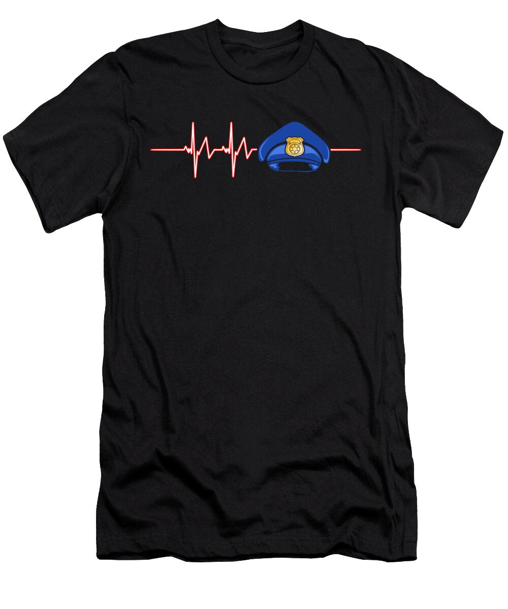 Police Heartbeat Cop Officer Policeman Policewoman Copper Agent Law Gift Thomas Larch T-Shirt