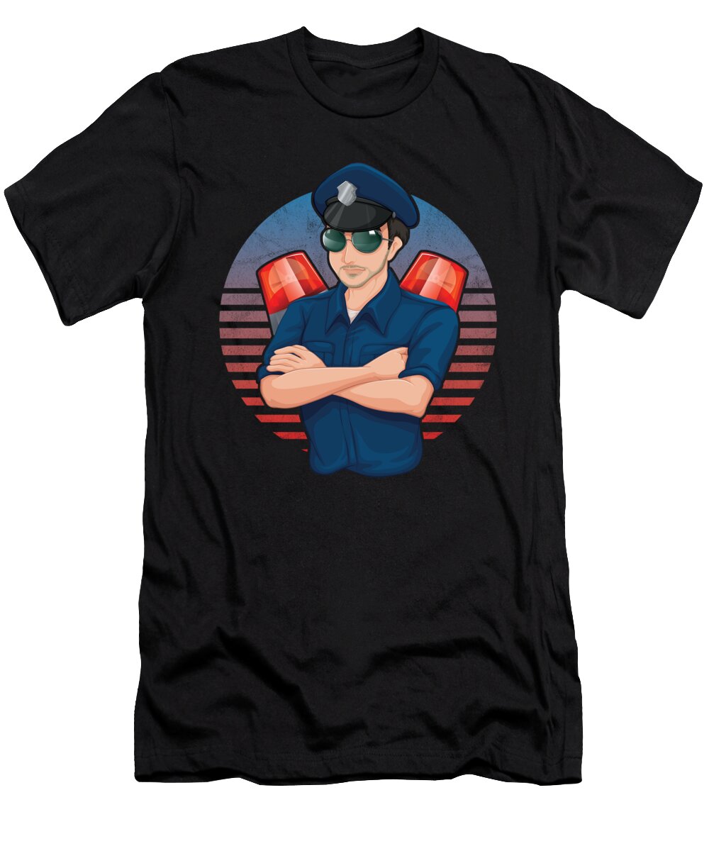 Police Officer Policewoman Agent Law Cop Vintage Distressed Policeman Gift Thomas Larch T-Shirt