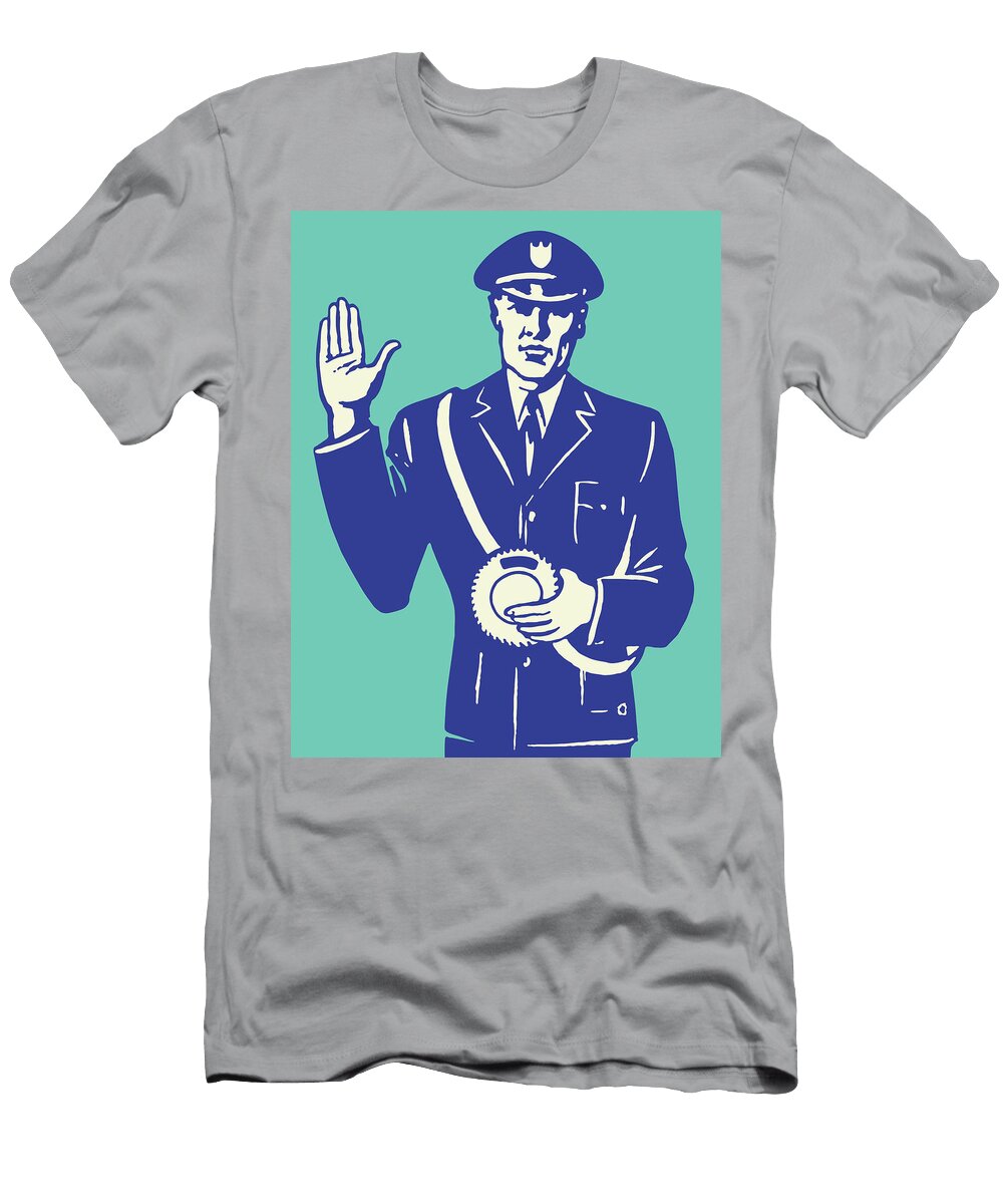 Policeman Signaling Stop Csa Images T-Shirt