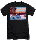 Pond Hockey Canadiens Superstars Frozen Pond Winter Landscapes Carole Spandau Paintings Carole Spandau T-Shirt