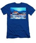 Pond Hockey Painting Canadian Art Original Winter Country Landscape Scene Carole Spandau Carole Spandau T-Shirt