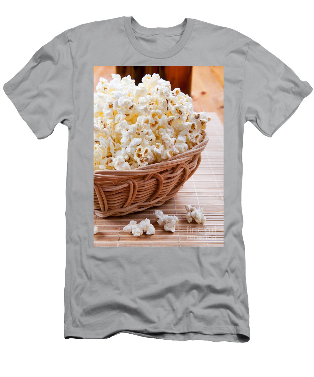 Popcorn in Basket of Wickerwork Arletta Cwalina T-Shirt
