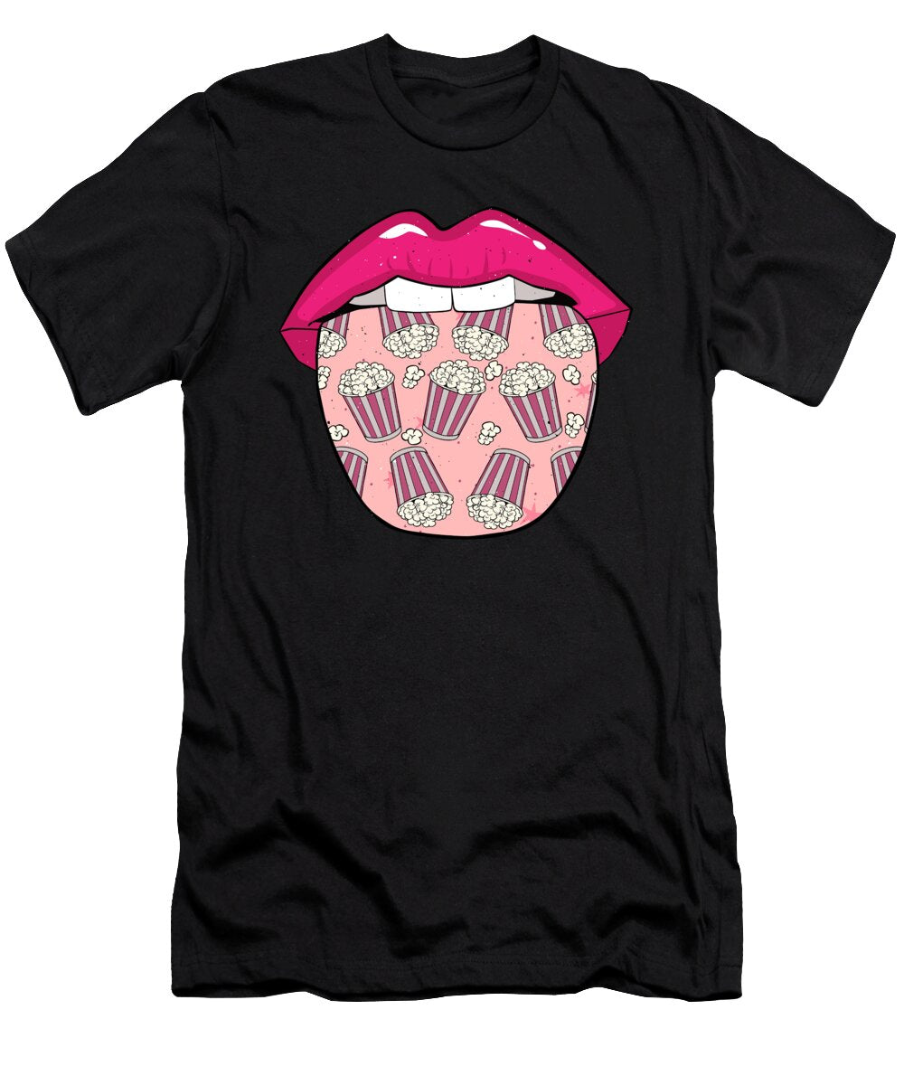 Popcorn Tongue Snack Movie Night Food Popcorn Crazy Squirrel T-Shirt