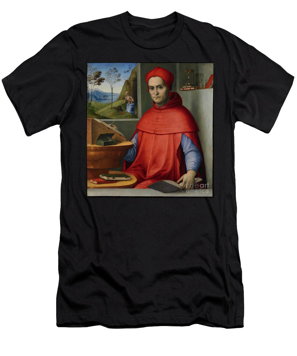 Portrait of a Cardinal in His Study C1510 20 Oil and Tempera on Poplar Panel Lorenzo Costa T-Shirt