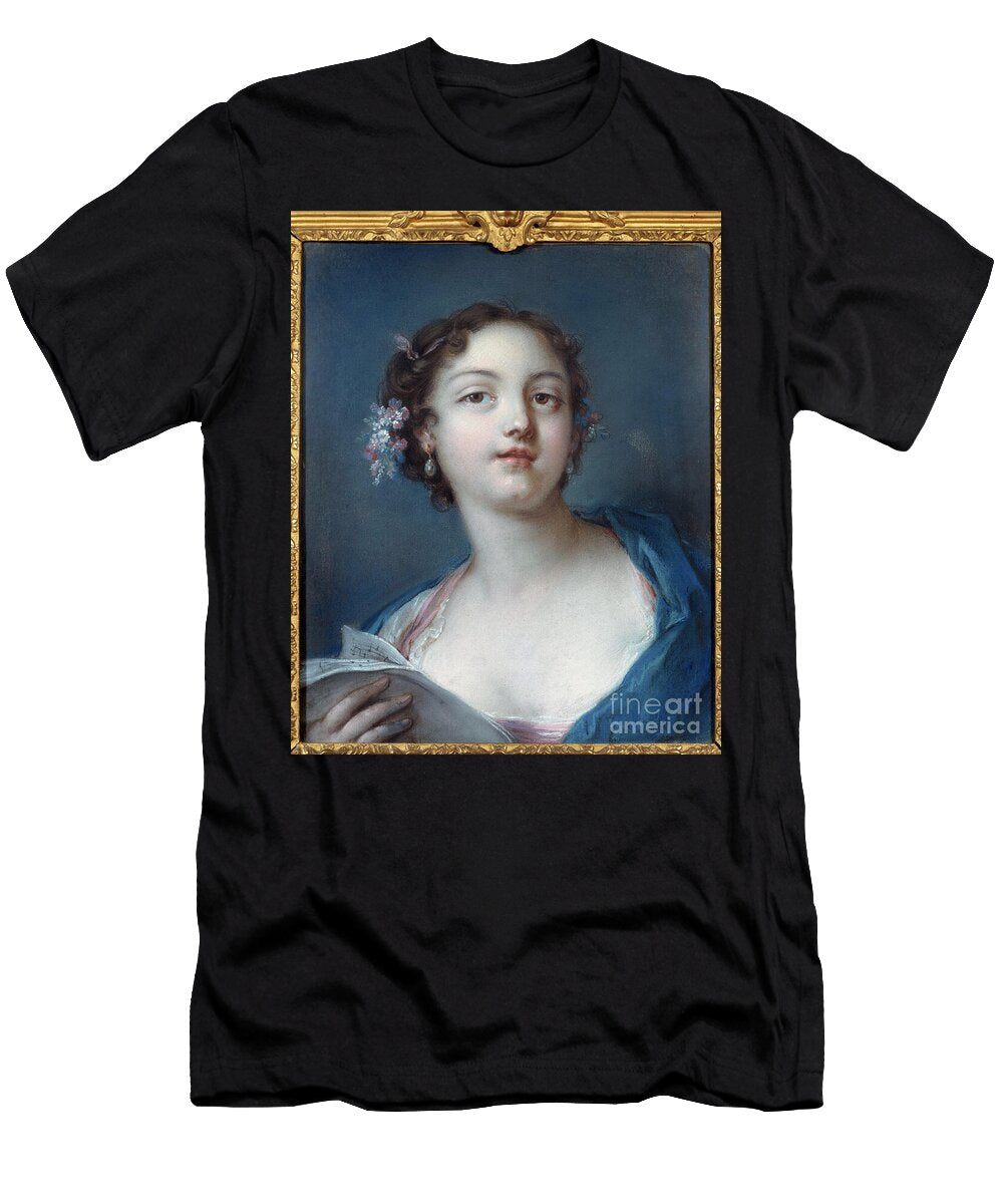 Portrait of a Girl Reading a Score 18th Century Oil on Canvas French School T-Shirt