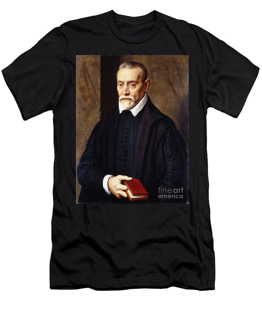 Portrait of an Academic Half Length in Black Costume Holding a Book Willem Key T-Shirt