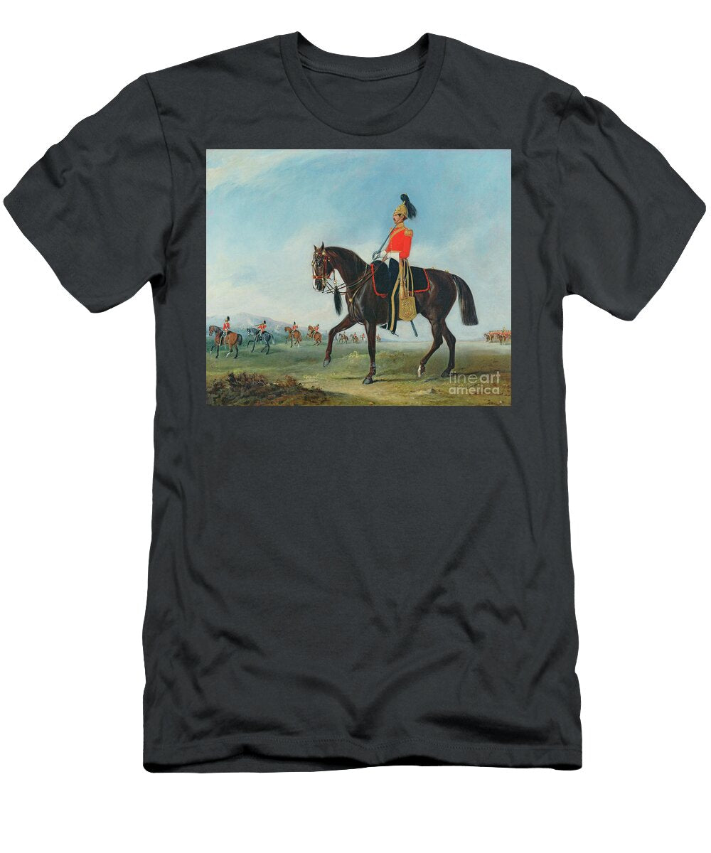 Portrait of an Officer of the Third Dragoon Guards with Other Members of the Regiment Beyond John E Ferneley T-Shirt