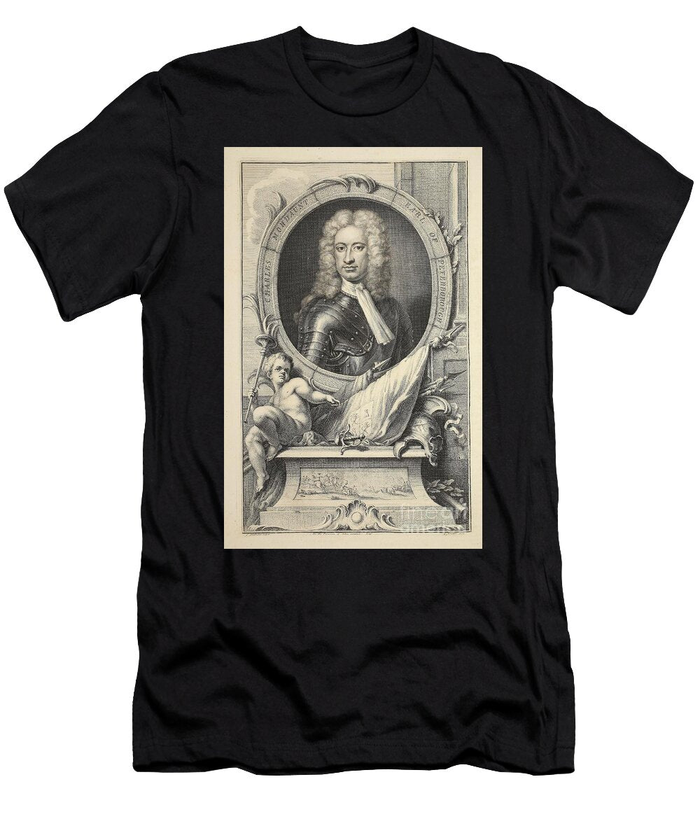 Portrait of Charles Mordaunt Earl of Peterborough Illustration From Heads of Illustrious Persons of Great Britain 1742 Jacobus Houbraken T-Shirt