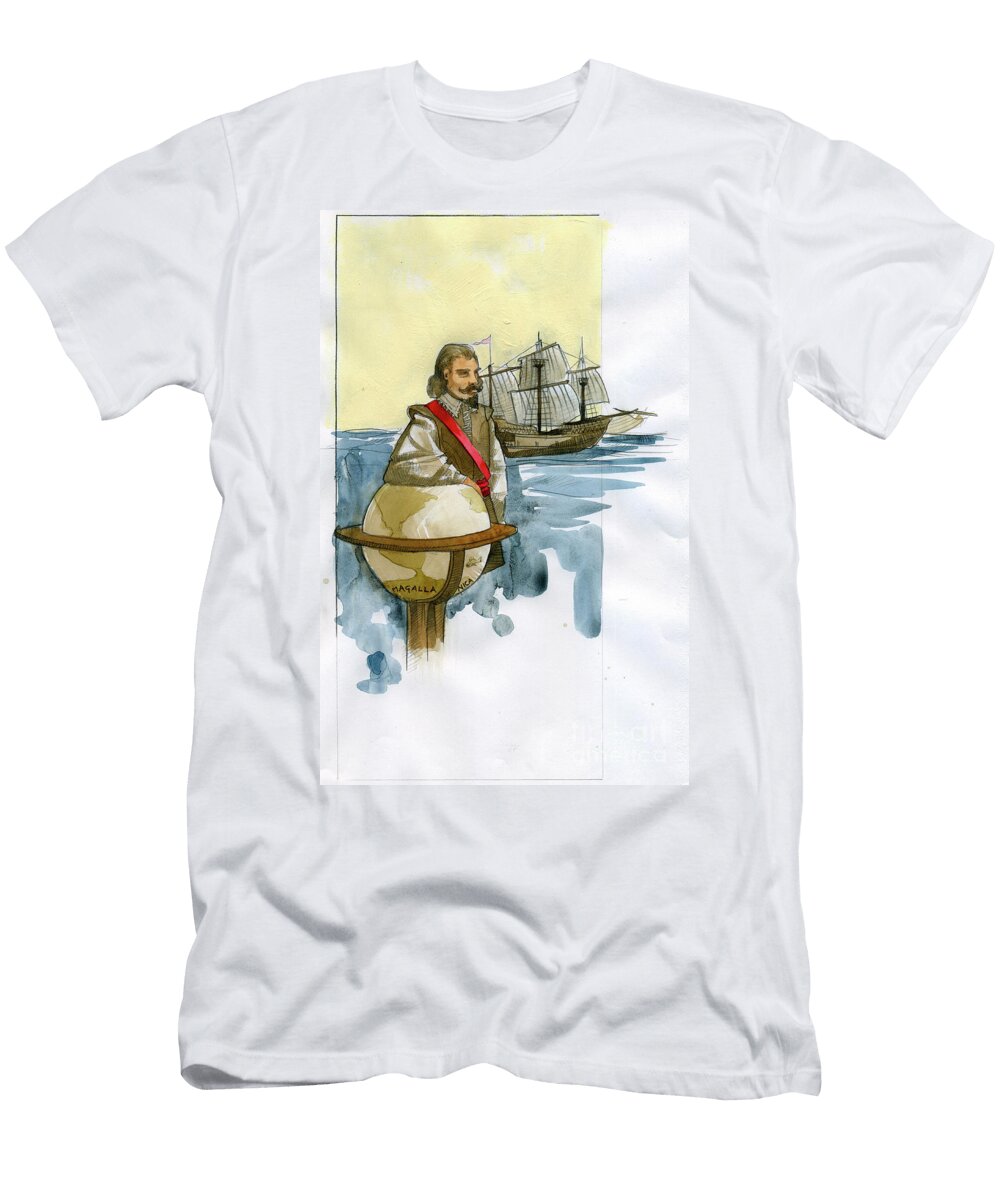 Portrait of English Privateer Explorer Slave Trader and Politician Francis Drake Alessandro Lonati T-Shirt