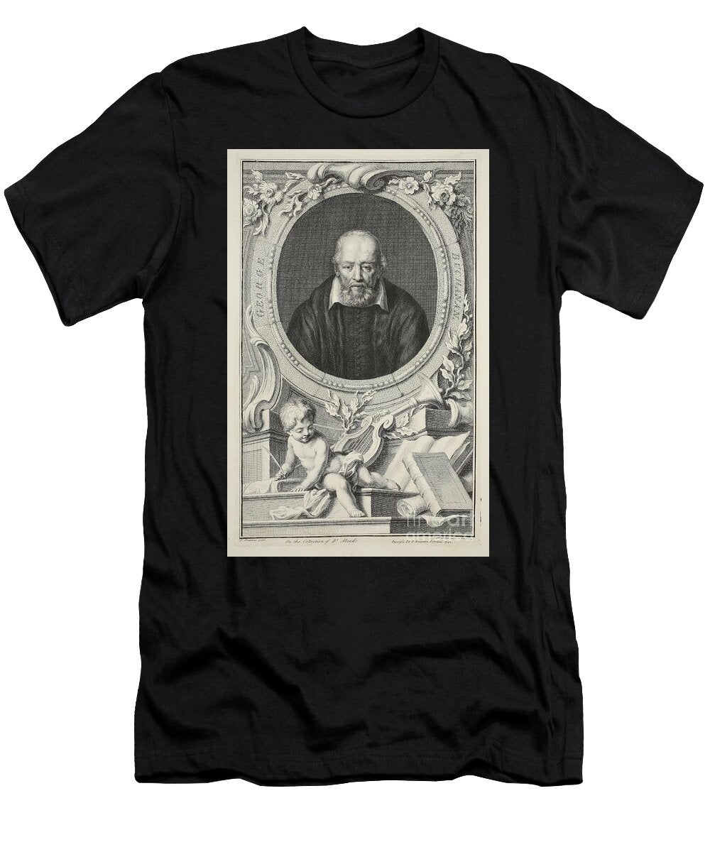 Portrait of George Buchanan After Frans Pourbus Illustration From Heads of Illustrious Persons of Great Britain 1742 Jacobus Houbraken T-Shirt