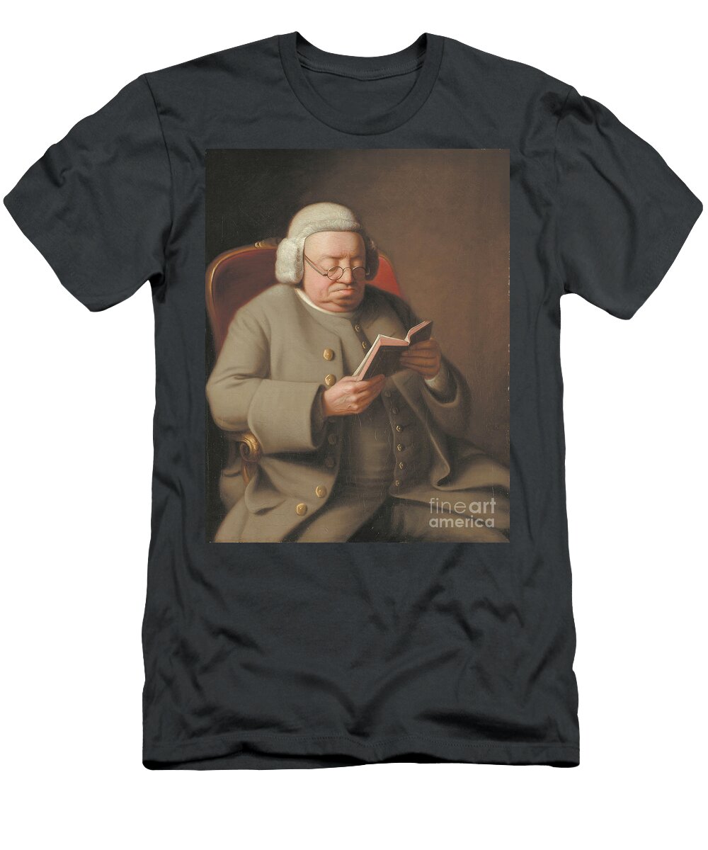 Portrait of Isaac Brodeau Reading a Book 18th Century George Roth T-Shirt