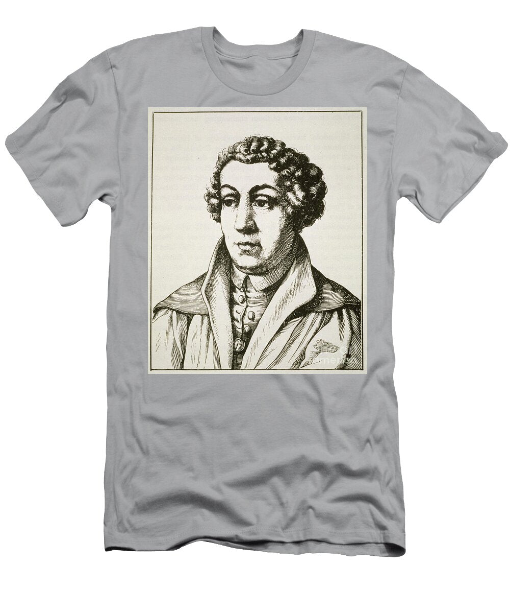 Portrait of Johann Reuchlin 1455 1522 Copy of a C19th German Engraving Illustrated in History of Magic German School T-Shirt