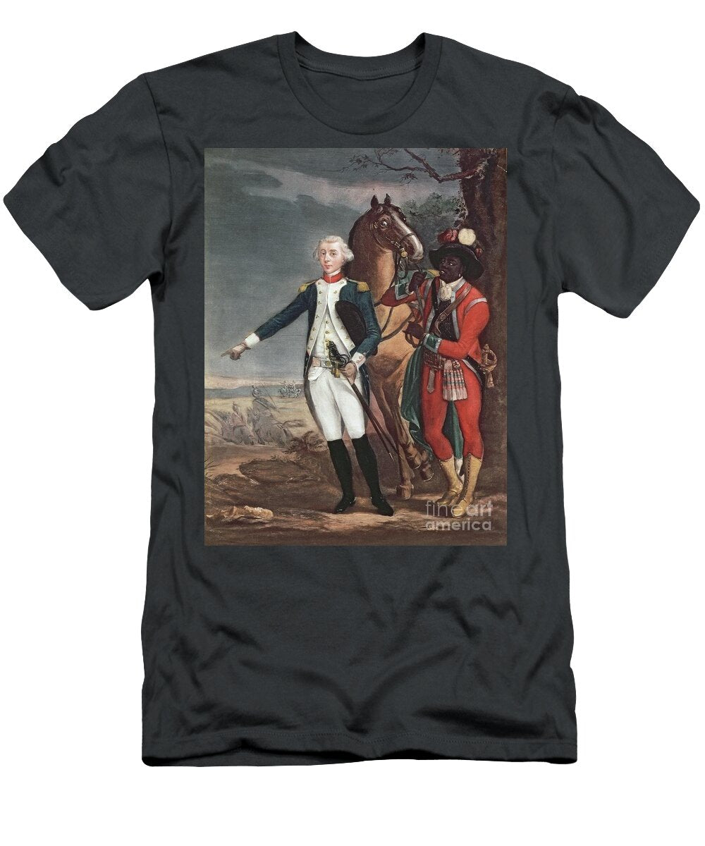 Portrait of the Marquis De LA Fayette with an Aide De Camp During the American War of Independence French School T-Shirt