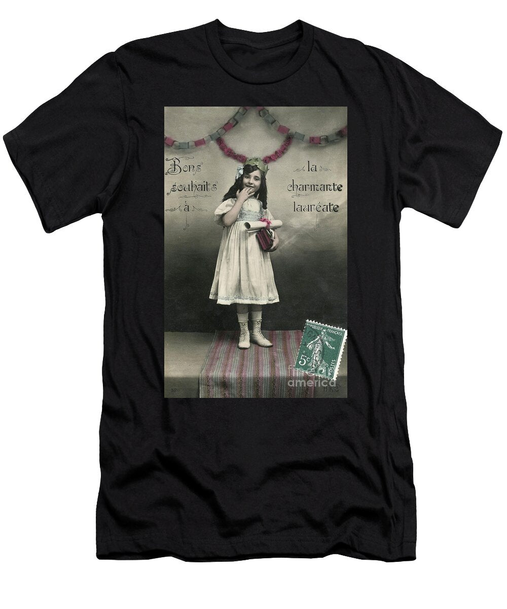 Postcard for Graduation Congratulations 1910 Colour Photo French School T-Shirt