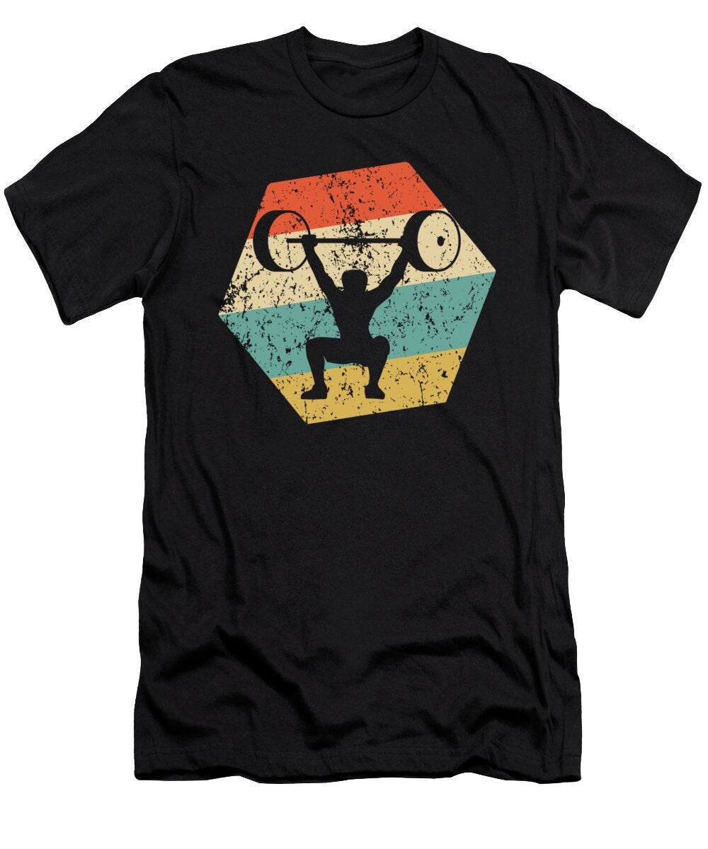 Power Lifting Retro Distressed Hexagon Weightlifter Kevin Garbes T-Shirt