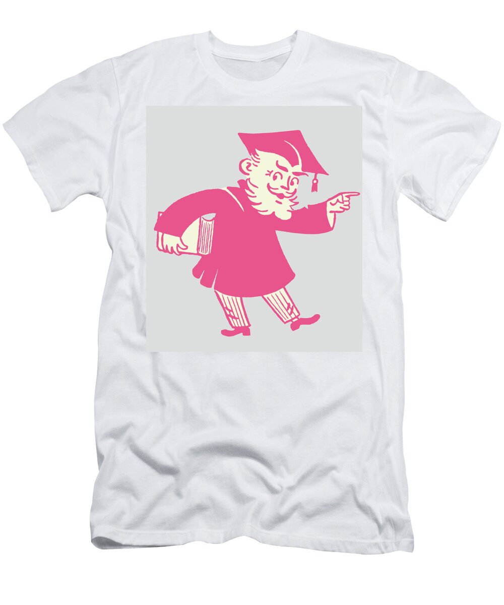 Professor Holding Book and Pointing Csa Images T-Shirt