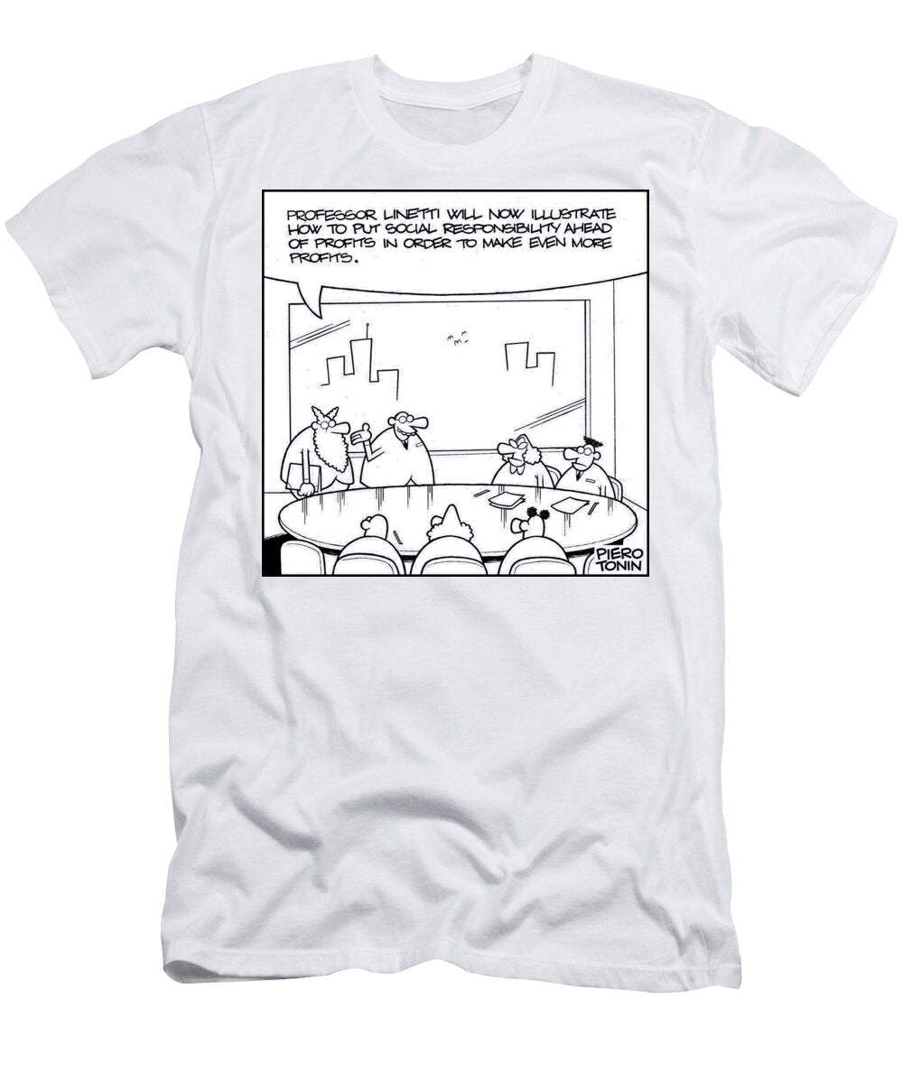 Professor Illustrating How to Put Social Responsibility Piero Tonin T-Shirt