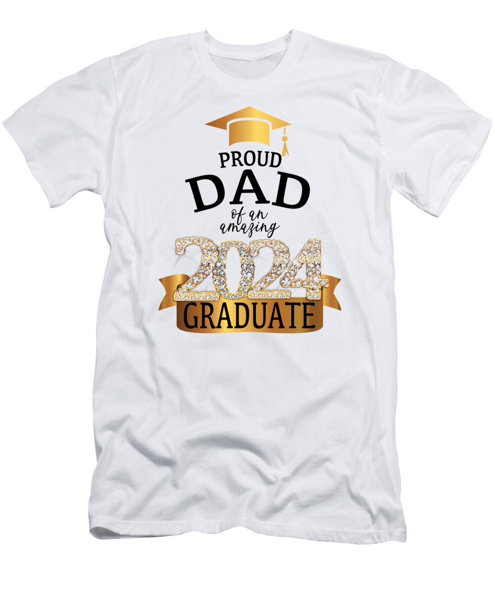 Proud 2024 Graduate Dad I Elegant Yellow Millennialdesign T-Shirt