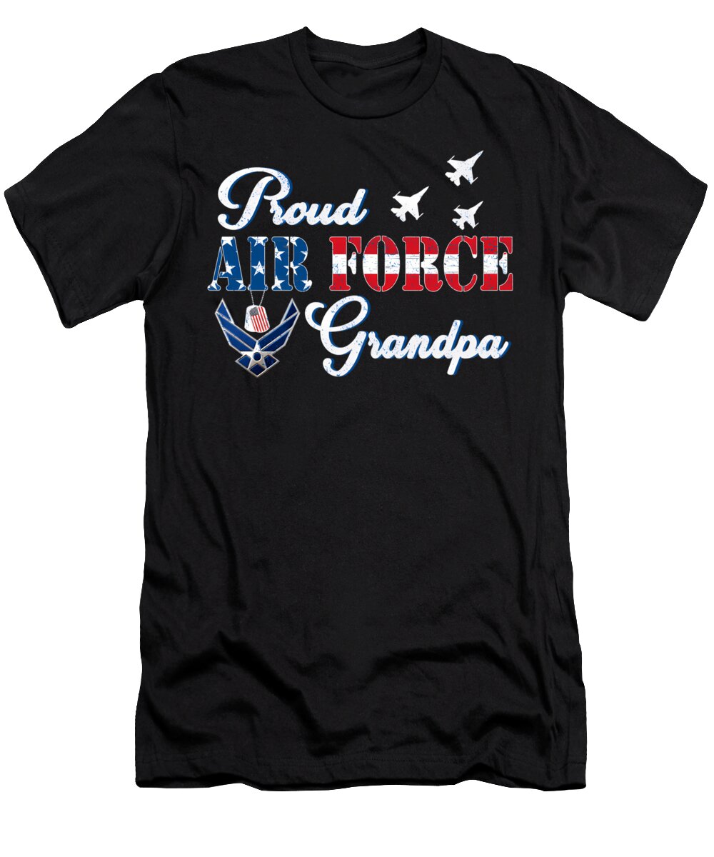 Proud Air Force Grandpa US Flag Veteran Quang Vu T-Shirt