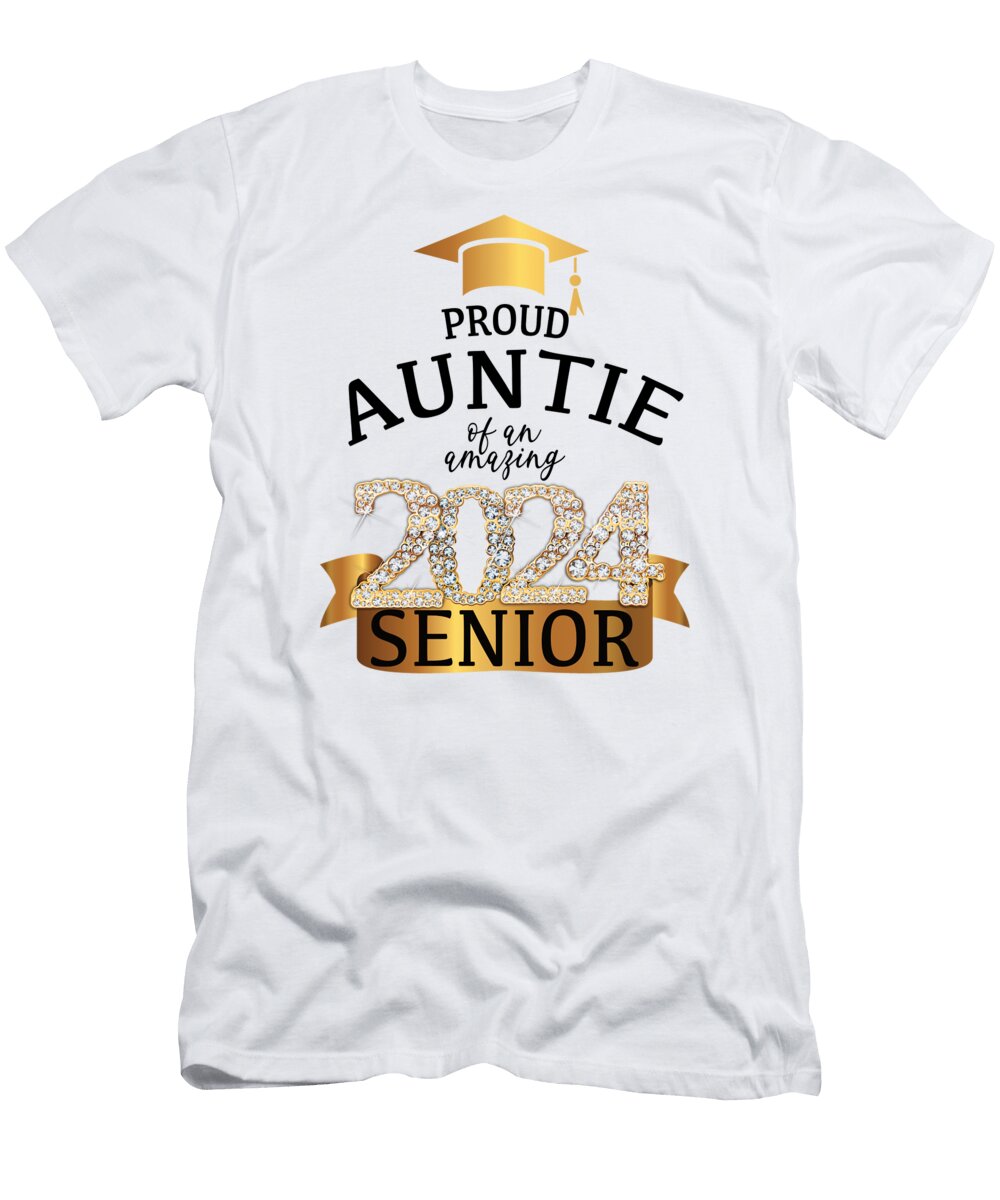 Proud Auntie I 2024 Senior School Color Yellow Millennialdesign T-Shirt